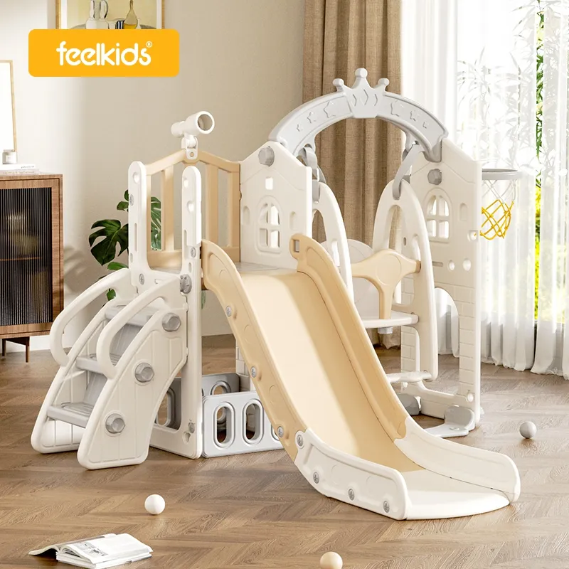 Feelkids Baby Indoor Play House Kids Playroom Playground Equipment Columpio de plástico y toboganes para niños Juguetes deslizantes