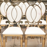 Chaises et tables de réception de luxe en acier inoxydable doré, durables et à bon prix, pour événements et salles de mariage