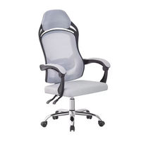Chaise de bureau exécutive moderne pivotante à dossier haut avec appui-tête réglable, repose-pieds confortable, structure en acier noir-blanc, mobilier en tissu