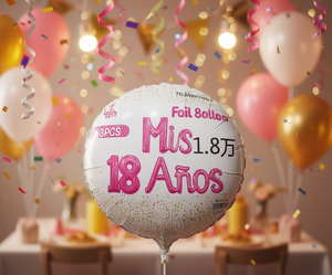 Palloncini in Foil 'Mis 18 Anos' 3 Pezzi, Decorazione per Festa di Compleanno, Forma di Lettere Metalliche - Product Image 2