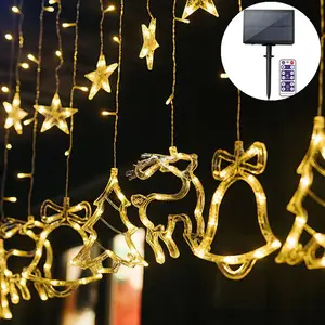 Outdoor Indoor Fee Ster Hanglamp Solar Kerst Gordijnverlichting Voor Xmas Slaapkamer Woonkamer