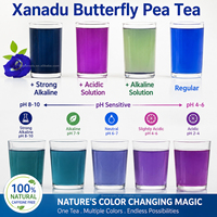 Bola Teh Bunga Butterfly Pea 5g 8 Buah dalam Tabung Kaca, Teh Mekar Buatan Tangan yang Berubah Warna untuk Minuman Dingin dan Menu Koktail.