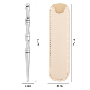 Stylo d'acupression en acier inoxydable à double extrémité, bâton de massage de réflexologie avec étui en cuir PU, <span class=keywords><strong>masseur</strong></span> manuel pour points de pression et points d'acupuncture - Product Image 2