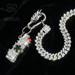 Chaîne de portefeuille Hip Hop en moissanite VVS, testée au diamant, personnalisée pour homme, en argent 925, avec pendentif étui à briquet Iced Out, bijoux fins - Product Image 1