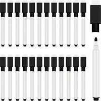 Lot de 50 marqueurs effaçables à sec à pointe fine noirs avec capuchons effaceurs, marqueurs pour tableau blanc à faible odeur pour l'école, le bureau et la salle de classe