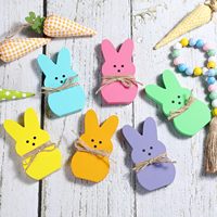 6 décorations de Pâques en bois en forme de lapin, idéales pour la maison, les étagères, les cheminées, les tables, les rebords de fenêtre et les fêtes de printemps