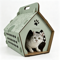 Maison pour chat portable en carton ondulé robuste, sur mesure, en couleur