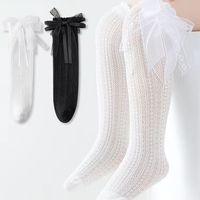 Chaussettes pour bébé Xiangyi, blanches, mignonnes, style princesse, à volants, tricotées, fines, respirantes, en maille, pour l'été, chaussettes hautes pour bébé fille