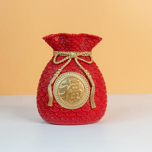 Jarrón Decorativo Bolsa de la Suerte, Adorno de Bolsa de Dinero para Flores, Artesanía Artística de Resina Esculpida, Decoración Festiva para el Hogar, Sala de Estar, Entrada, Regalo de Inauguración - Product Image 4