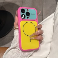 Étui magnétique de luxe bicolore compatible avec iPhone 17 16 Pro Max, protection de l'objectif de la caméra à grande fenêtre
