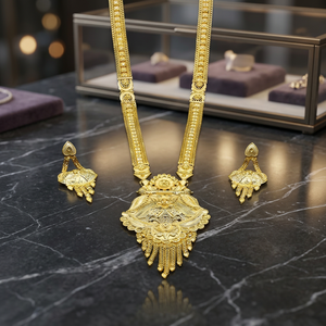 Collares largos de boda para mujer con diseño floral chapados en oro de 14K, 18K, 24K, de latón al por mayor, joyería de moda con cadena de palomitas de maíz - Product Image 4
