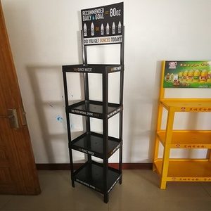 Chất lượng cao 4 lớp nhựa chai nước lưu trữ hiển thị giá kệ nhựa hiển thị đứng với bảng quảng cáo - Product Image 3