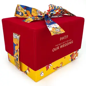 กล่องของขวัญสีแดงตกแต่งงานแต่งงานของขวัญสำหรับแขก