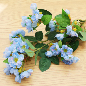 ช่อกุหลาบประดิษฐ์สีฟ้าดอกไม้ผ้าไหมจำลองสูงตกแต่งบ้านงานแต่งงาน - Product Image 2