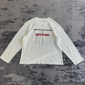 Maglietta a <span class=keywords><strong>Maniche</strong></span> <span class=keywords><strong>Lunghe</strong></span> Personalizzata Cropped MT695, Alta Qualità Streetwear, Oversize con Tessuto Waffle per Uomo - Product Image 2