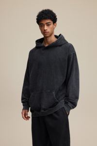 <span class=keywords><strong>Felpa</strong></span> <span class=keywords><strong>con</strong></span> <span class=keywords><strong>cappuccio</strong></span> da <span class=keywords><strong>uomo</strong></span> American Heavyweight 480G, blu tinta unita, effetto invecchiato, lavaggio cerato, vestibilità ampia, anti-pilling, per autunno - Product Image 3