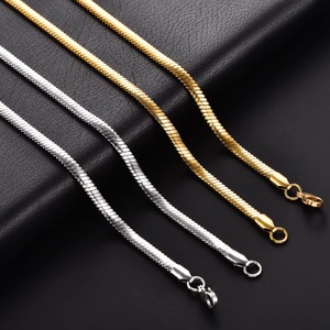 Chaîne Classique Os de Serpent Tendance en Acier Inoxydable, Collier Rolo Plaqué Or, Ras-de-cou Lame Punk, Bijoux Métalliques - Product Image 2