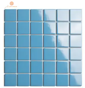 Sky Blue Glazed 48X48Mm Phòng Tắm Bể Bơi Trang Trí Khảm Sứ Gạch Khảm 306*306Mm