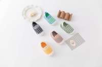 Chaussons bébé en maille tricotée rayés bleu et vert citron, semelle souple et flexible antidérapante, légers, pour premiers pas, vente en gros