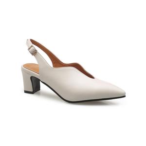 Escarpins élégants et professionnels Xuanhui Fashion beiges à <span class=keywords><strong>bout</strong></span> pointu, talon épais de 5,5 cm, bride arrière et découpe en V pour femme - Product Image 1