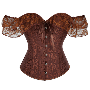 Corset <span class=keywords><strong>bustier</strong></span> vintage gothique à lacets floraux pour femme, sculptant le corps, style <span class=keywords><strong>court</strong></span>, haut de lingerie tissé - Product Image 2