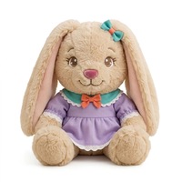 Peluche personnalisée en forme de lapin avec robe florale amovible, ensemble de tenue lavable en fourrure crème, jouet pour enfants, collection cadeau, vente en gros OEM