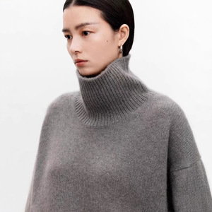 Pull en laine européen <span class=keywords><strong>grande</strong></span> <span class=keywords><strong>taille</strong></span> pour femmes automne hiver confortable <span class=keywords><strong>col</strong></span> <span class=keywords><strong>roulé</strong></span> épaissi profil cachemire lâche pull de Style paresseux - Product Image 3