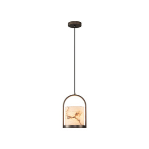 <span class=keywords><strong>Suspension</strong></span> minimaliste Seeky de style oriental en métal, luminaire fin avec abat-jour en onyx pour salle de thé - Product Image 4