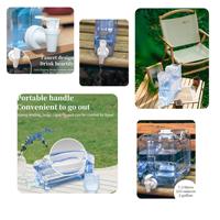 Seau de stockage d'eau carré de 1 gallon en PETG et PE écologique transparent bleu clair avec robinet pour le camping et l'usage domestique