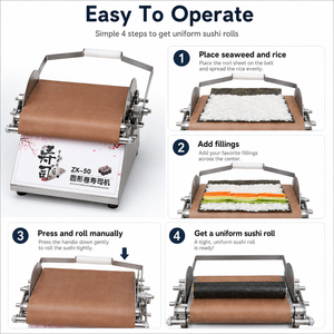 Machine à sushi manuelle portable en acier inoxydable pour comptoir, machine à former des maki et des kimbap, facile à utiliser - Product Image 5
