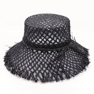 Summer New Trendy Fashion Women Hollow Designer Bucket <b>Hat</b> Raffia Straw <b>Hat</b> <b>for</b> Women Beach Resort Holiday Travel Vacation Dress - Product Image 3