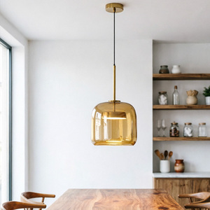 Lampadario <span class=keywords><strong>a</strong></span> LED in Ambra dal Design Moderno e Minimalista, Lampada <span class=keywords><strong>a</strong></span> <span class=keywords><strong>Sospensione</strong></span> in Vetro per Casa, Hotel, Camera da Letto, <span class=keywords><strong>Cucina</strong></span> e Bar - Product Image 1