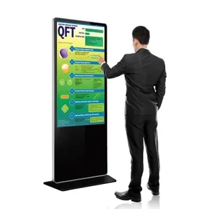 55 65 75 inch Indoor LCD Monitor Touch Screen Kiosk Floor Stand Advertising Display Digital Signage Player Built In Mini PC