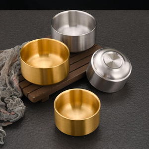 Bol à mélanger en acier inoxydable 304 doré et argenté de style coréen pour mélanger, glaces, riz et soupe (couverts de cuisine) - Product Image 3