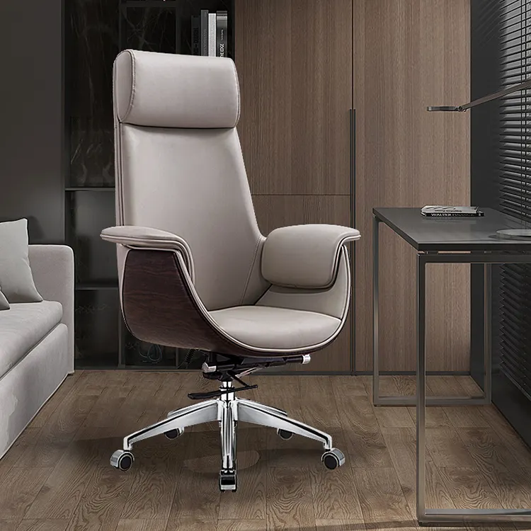 Silla giratoria de cuero Pu con espalda alta para oficina, sillón ejecutivo moderno y ergonómico para sala de estar