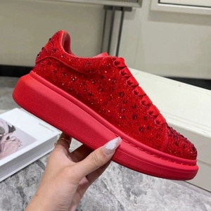 Zapatillas Deportivas de Plataforma con Pedrería Roja Premium 2026, Zapatos Casuales con Cordones y Adornos de Cristal Brillante - Product Image 3