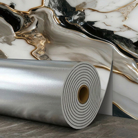 Panneaux muraux autocollants 3D en PVC et mousse XPE, motif marbre vert clair et or, imperméables et antidérapants pour intérieur