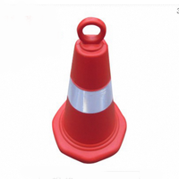 Cône de signalisation Xinhong en plastique noir, avec bande réfléchissante vert fluorescent, symbole d'interdiction de stationnement, sans alimentation électrique, pour allée