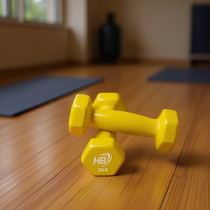 <b>2KG</b> Yellow Glossy Coated Hexagonal <b>Dumbbells</b> 1pz Product - Product Image 2