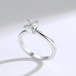 Anillo de Compromiso Vintage con Diamante Cultivado en Laboratorio Tishya, 1-2 Ct, Color D, Claridad VVS, Corte Brillante, Chapado en Oro, Plata de Ley S925 - Product Image 3