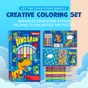 KEYBABY <span class=keywords><strong>Livre</strong></span> de coloriage pour enfants et tableau magnétique à dessin <span class=keywords><strong>dinosaure</strong></span> avec stylo et autocollants, jouet de peinture pour enfants, échantillon gratuit - Product Image 2