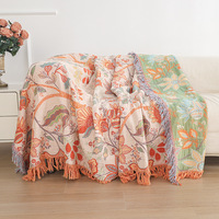 Großhandel Baumwolle Bambusfaser Gestrickte Quasten-Wurfdecke |   Gewaschene Weiche Jacquard-Gewebte Vintage Leichtgewichtige Couch-Kuscheldecke