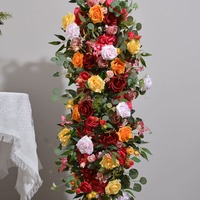 Boule de fleurs artificielles en soie rose rouge orangé de haute qualité, couleurs chaudes, pour centres de table de mariage, arrangements et décorations d'arche