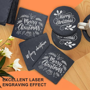 En gros, ensemble de sous-verres en ardoise noire de 4 pouces, sous-verres en pierre, supports vierges pour gravure laser - Product Image 4