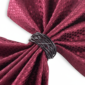 ห่วงผ้าเช็ดปากลวดโลหะเคลือบสีดำสำหรับตกแต่งโต๊ะจัดเลี้ยงงานแต่งงานอุปกรณ์ตกแต่งผ้าเช็ดปากทรงกลม - Product Image 1