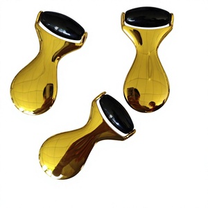 High Quality 100% Natural Obsidian Rose Quartz <b>Jade</b> <b>Roller</b> Massage Zinc Alloy Handle - Product Image 5