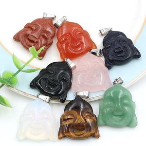 Kalung jimat keberuntungan liontin Buddha ukir Quartz mawar alami untuk pria wanita hadiah perhiasan penyembuhan Spiritual - Product Image 3