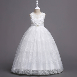 Estate <span class=keywords><strong>Tulle</strong></span> fiore ragazze vestito per la festa di nozze bambino principessa spettacolo abito lungo per bambini abiti per ragazze formale abiti da sera - Product Image 1