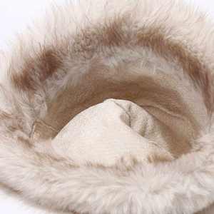 Sombrero de Pescador de Piel Sintética con Borde Ancho y Felpa para Mujer, Gorro de Invierno Cálido - Product Image 6