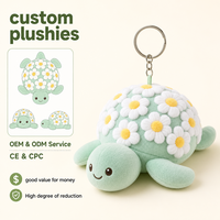 Porte-clés en peluche tortue coquillage fleur de marguerite rétro, pendentif en peluche marine mignon